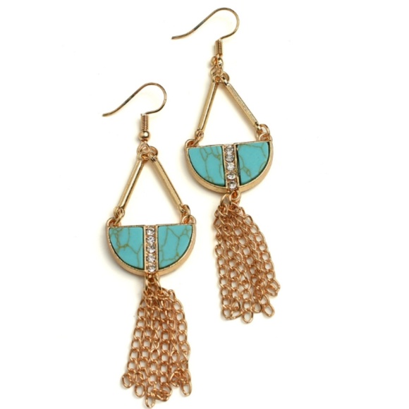 C.C. Boutique Jewelry - NWT Boho Festival Hippie Turquoise Tassel Earrings